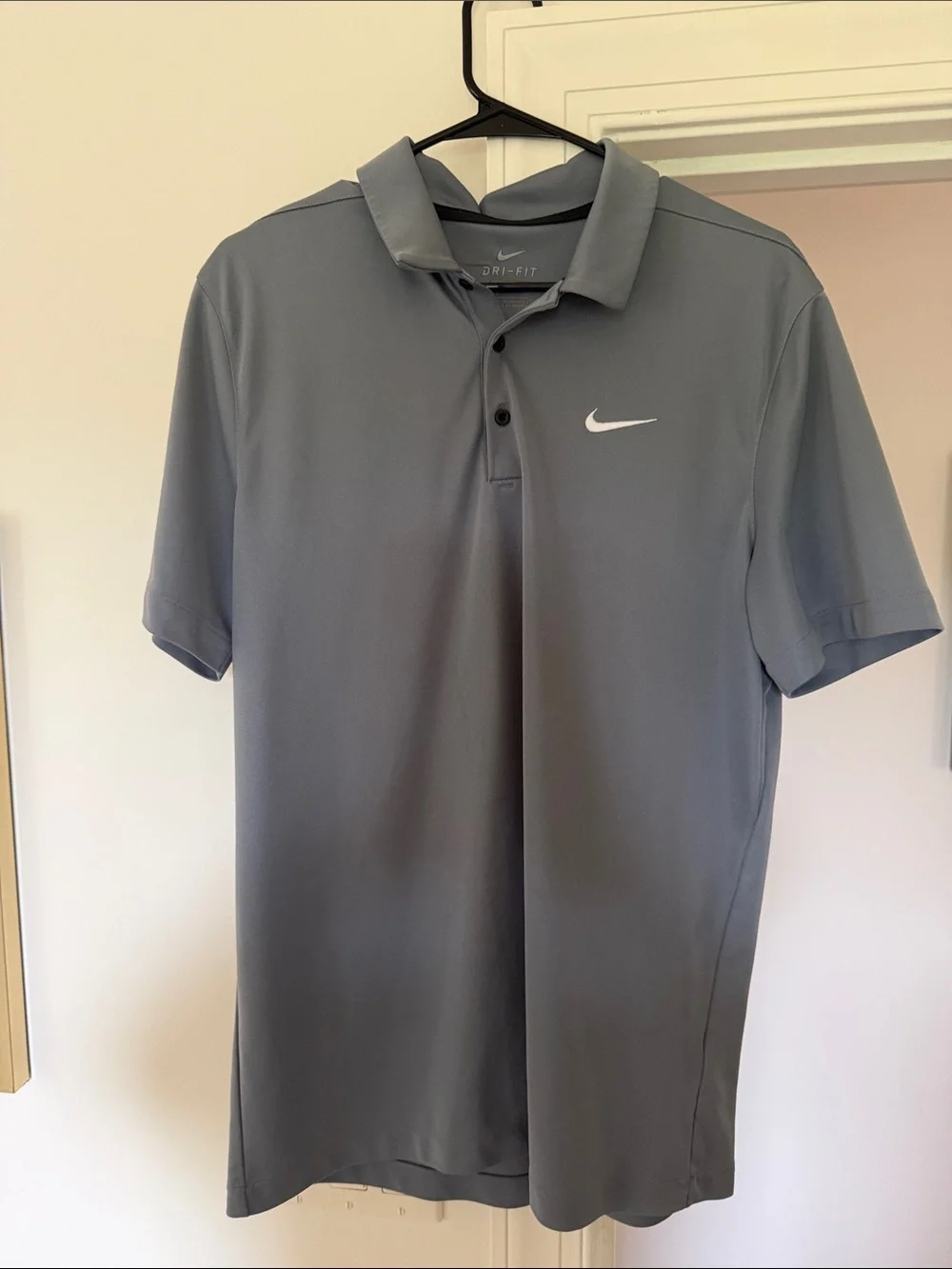 Nike Men's Dri-FIT Polo Shirt — Gray with White Swoosh